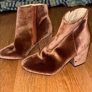 Pink Velvet Ankle Boots